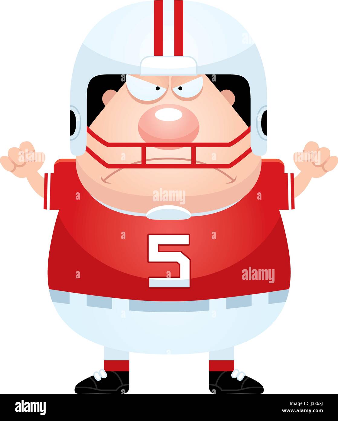 A cartoon illustration of a football player looking angry. Stock Vector