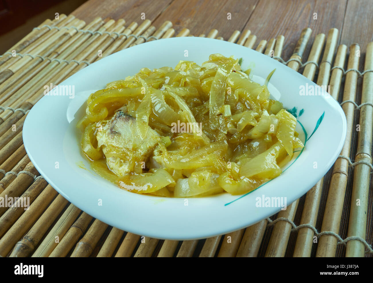Traditonal South African pickled fish Stock Photo Alamy
