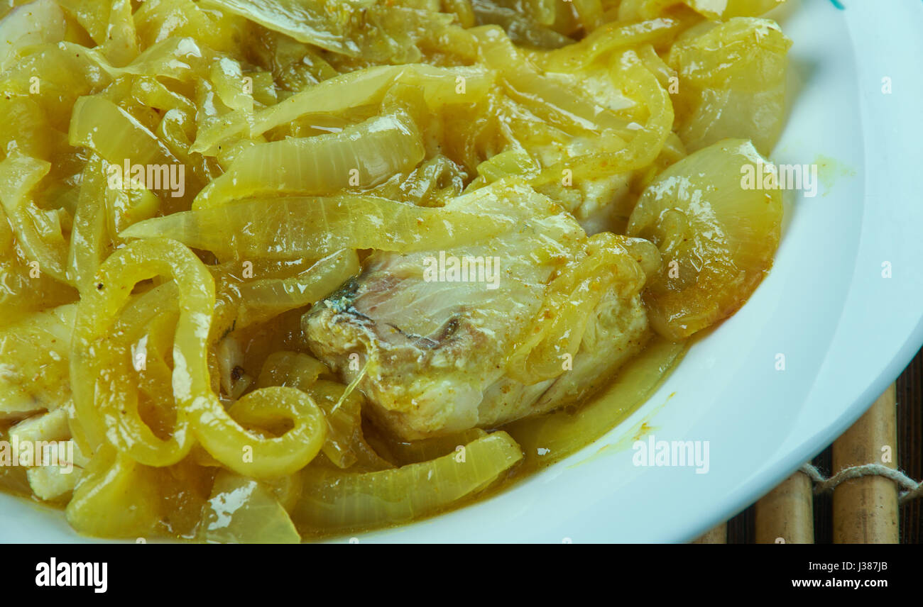 Traditonal South African pickled fish Stock Photo Alamy