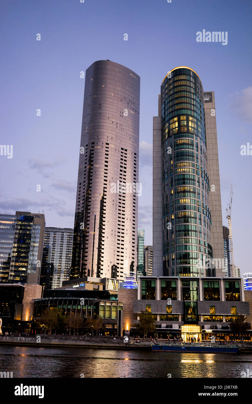 Crown Tower and Preima Pearl Apartments in Melbourne Australia Stock Photo