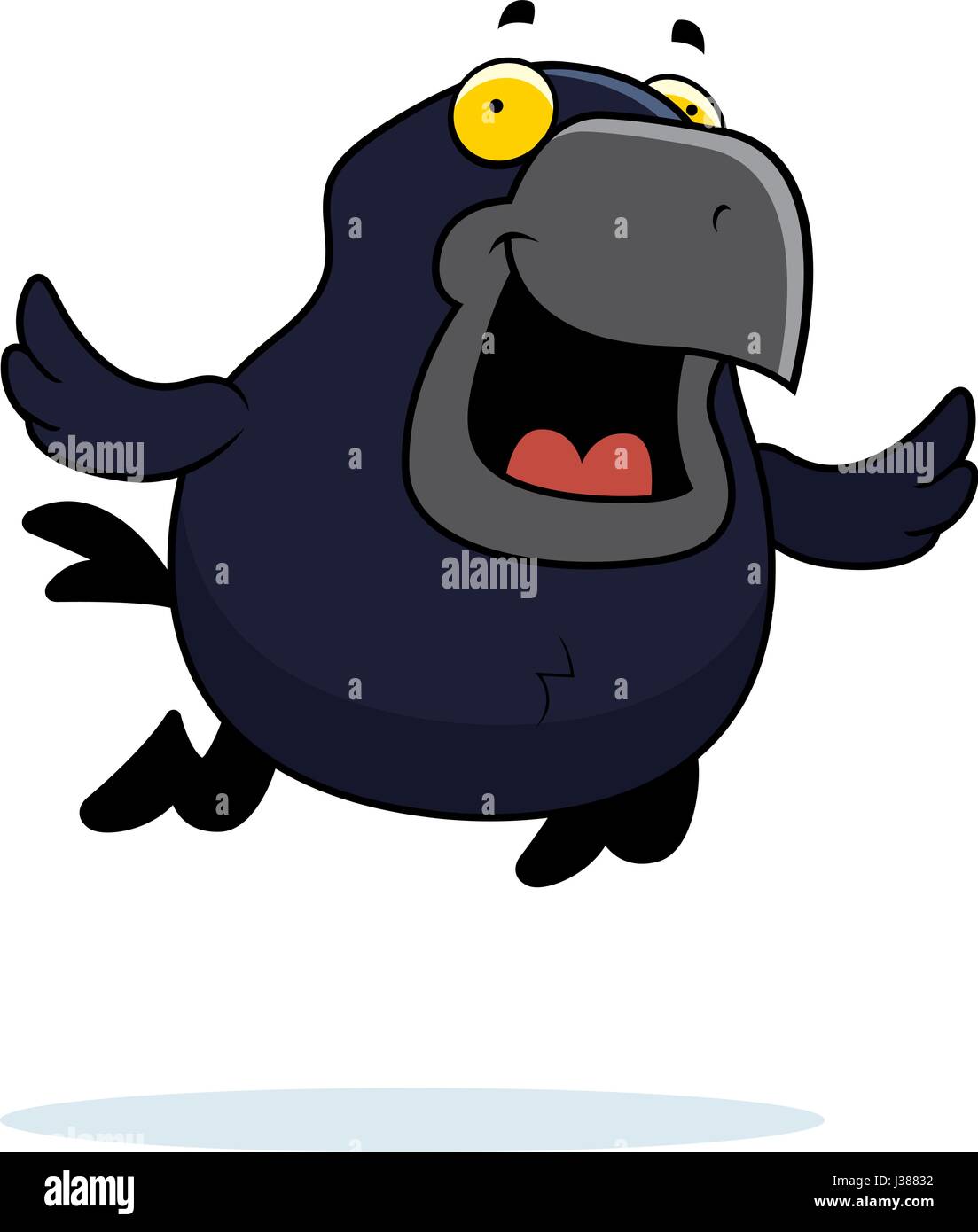Illustration cartoon crow flying smiling hi-res stock photography and