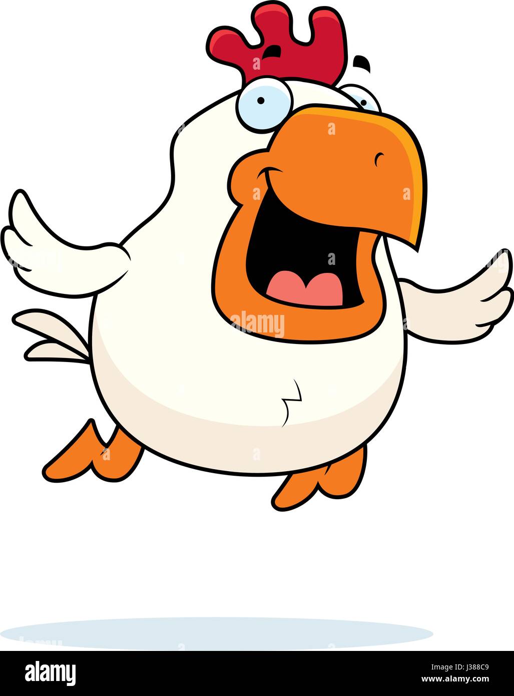 An illustration of a cartoon rooster flying and smiling Stock Vector ...