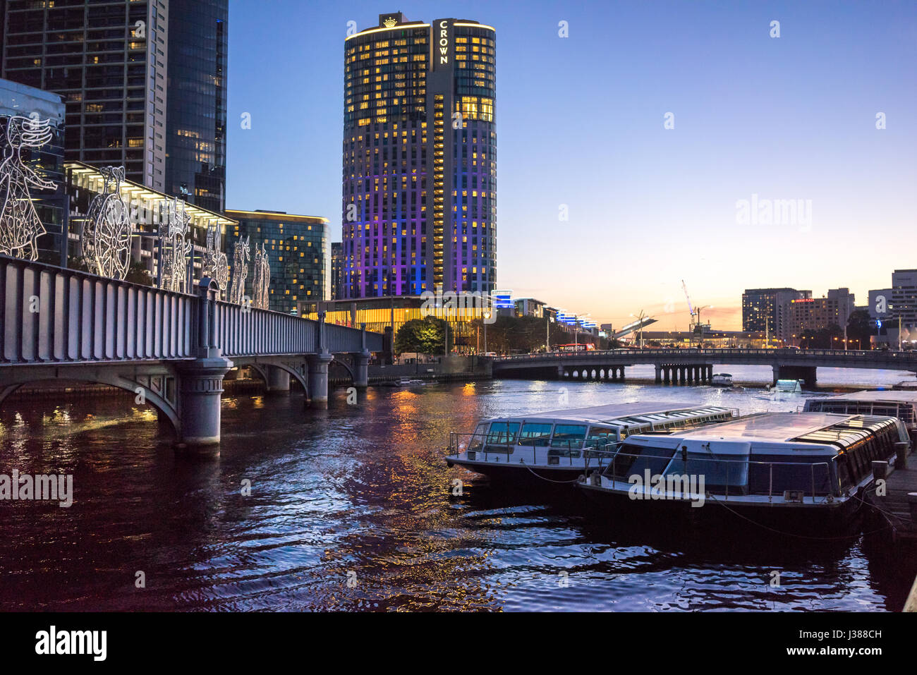 Passenger ferries on the river Yarra in Melbourne Australia Stock Photo