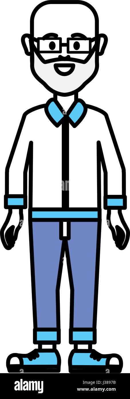 silhouette man with beard, glasses and casual cloth Stock Vector Image ...