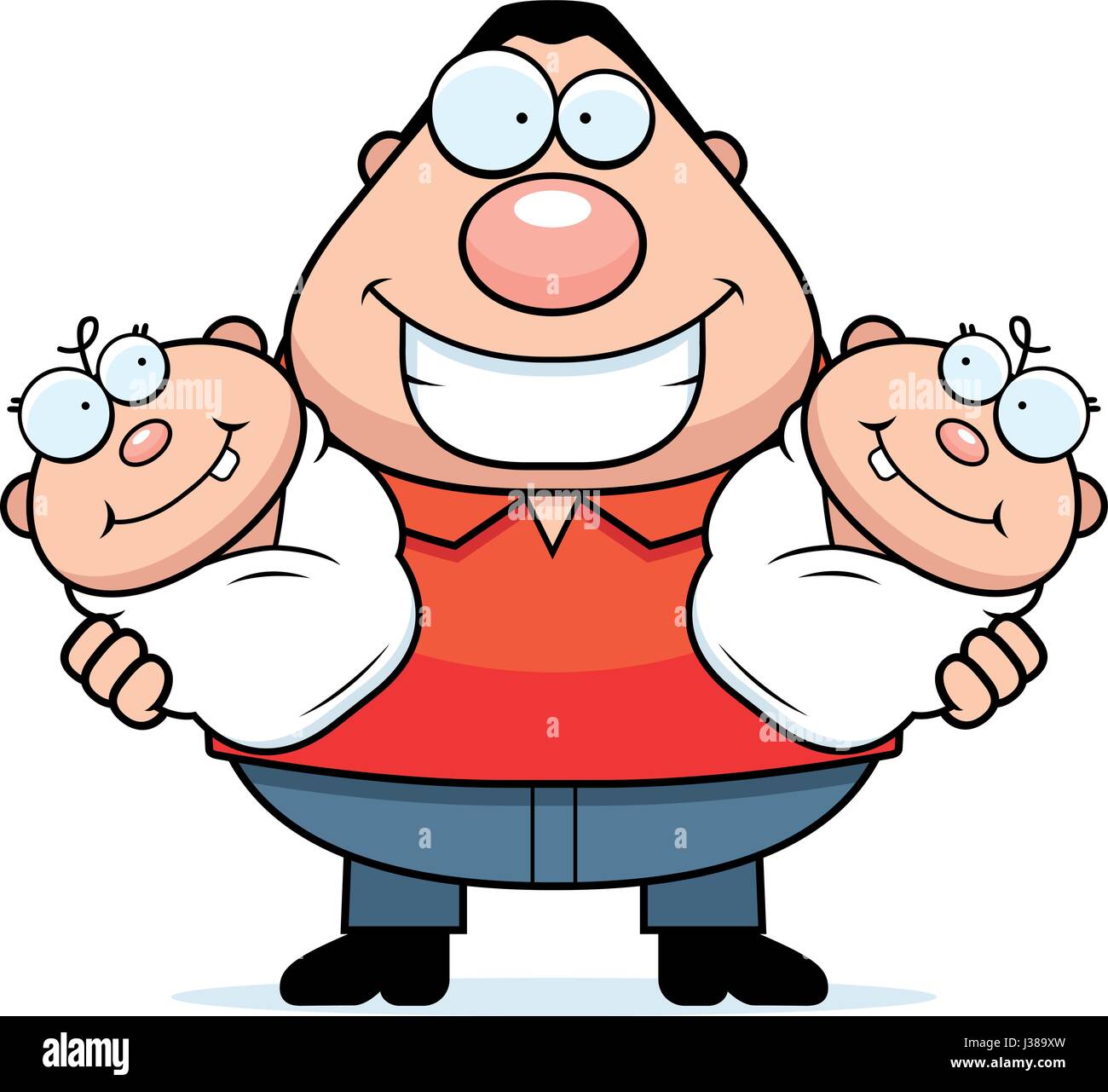 A cartoon illustration of a dad with twins Stock Vector Image & Art - Alamy