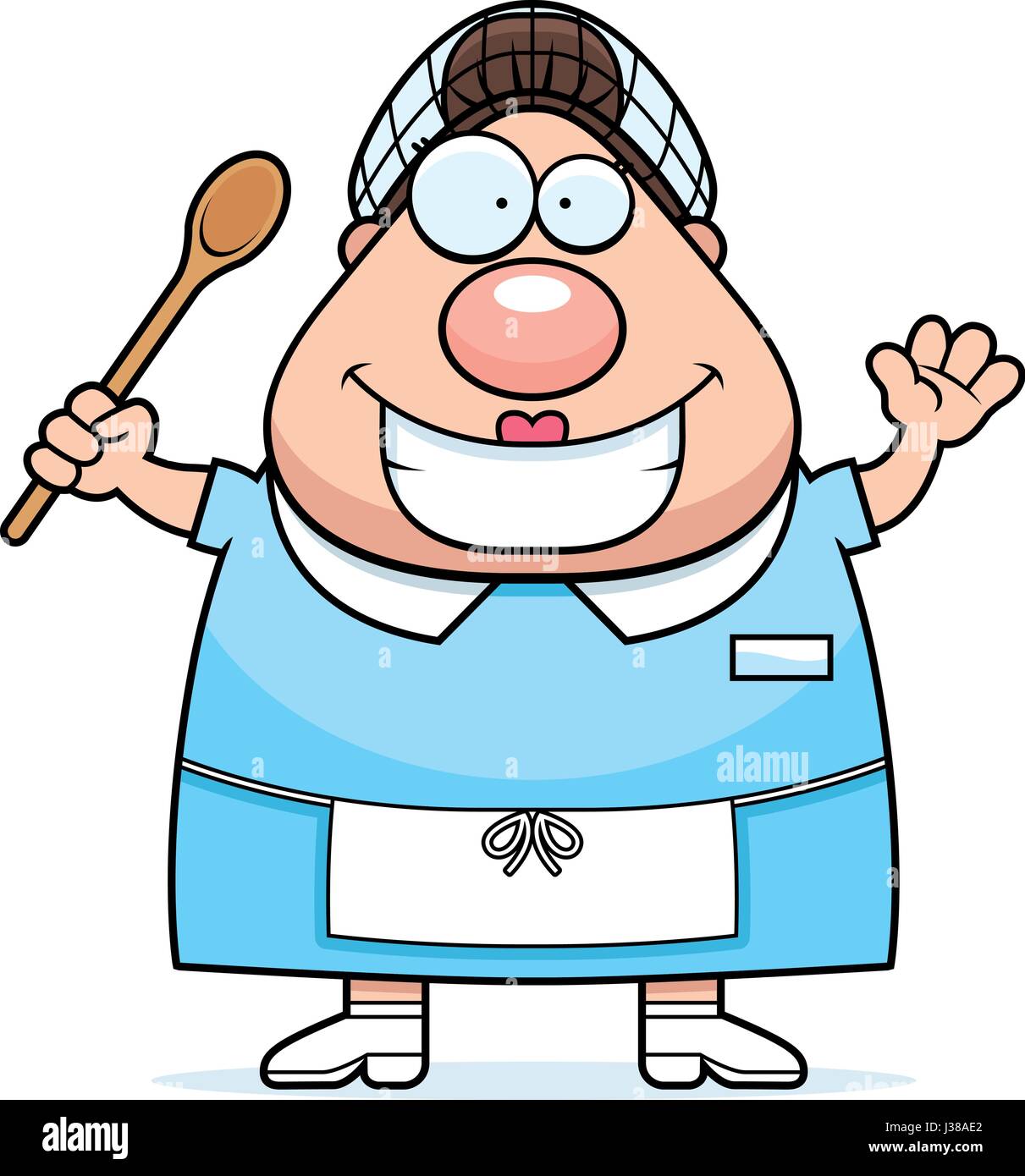 A cartoon illustration of a lunch lady waving Stock Vector Image & Art