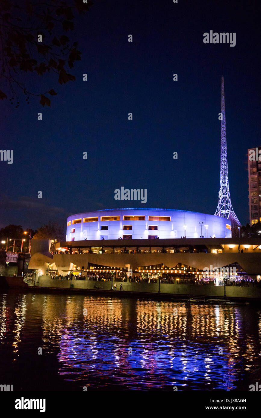 Hamer Hall is a 2,661 seat concert hall, the largest venue in the Arts Centre complex, used for orchestra and contemporary music performances in Melbo Stock Photo