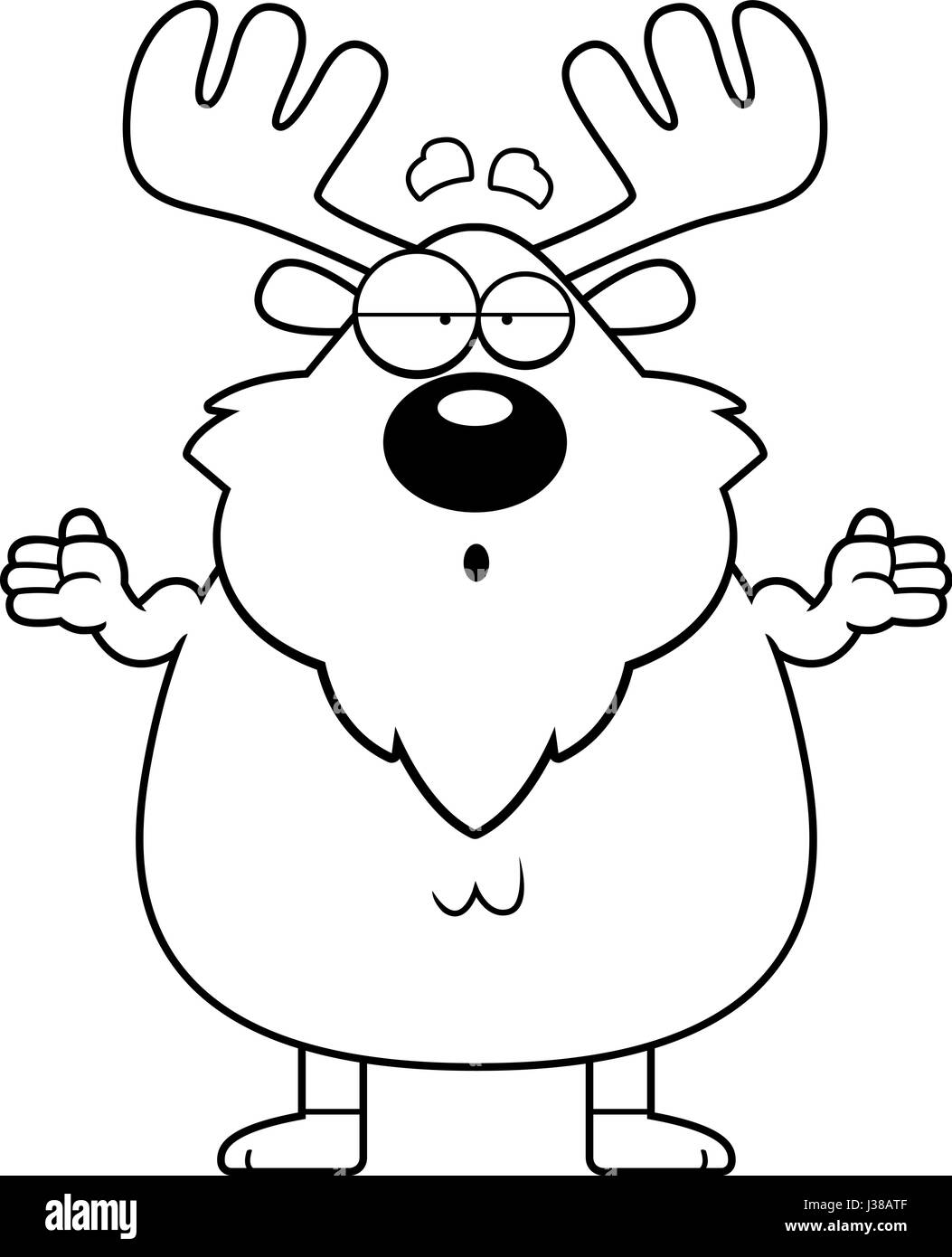 A cartoon illustration of a moose looking confused. Stock Vector