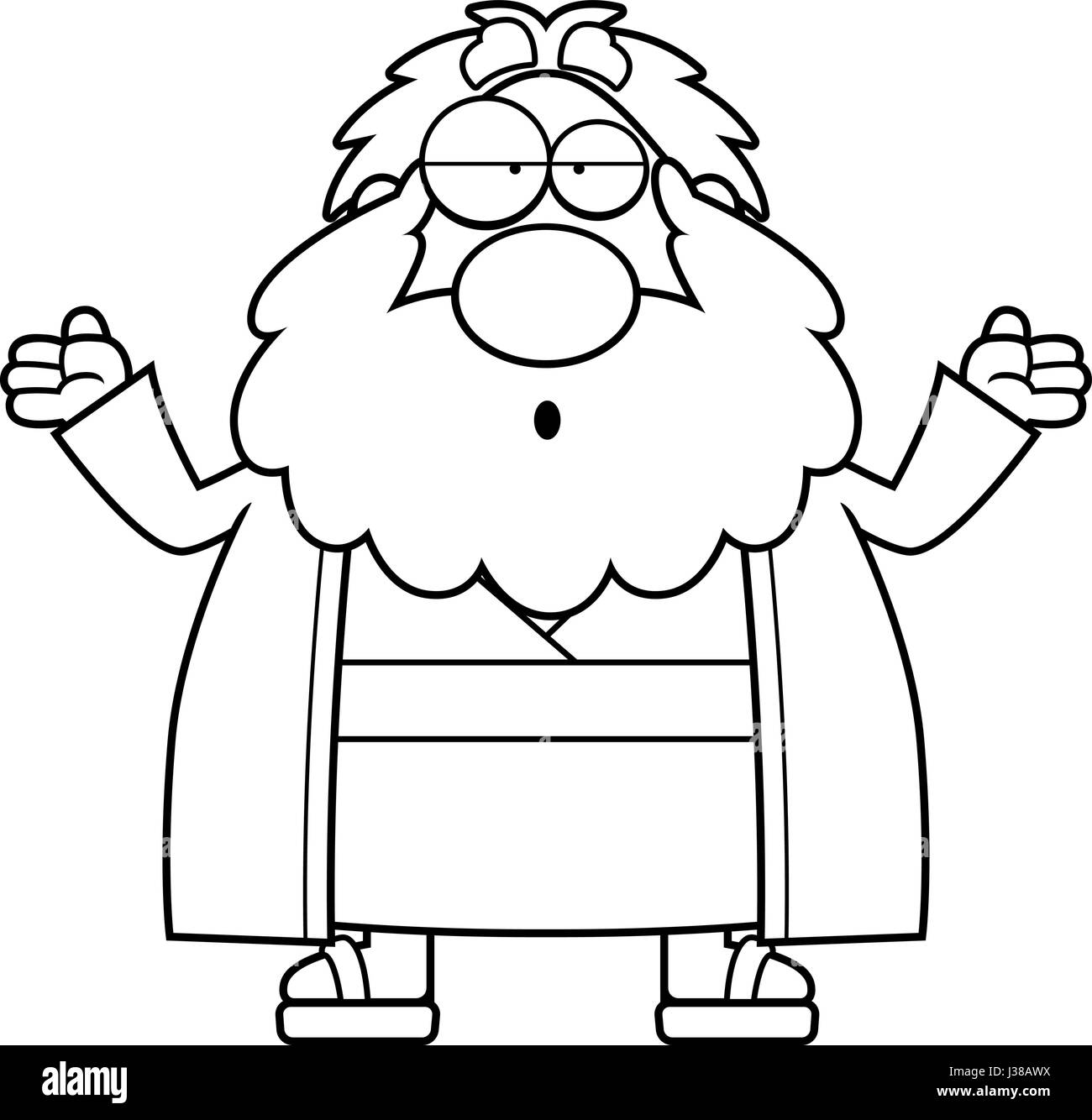 A cartoon illustration of Moses looking confused. Stock Vector