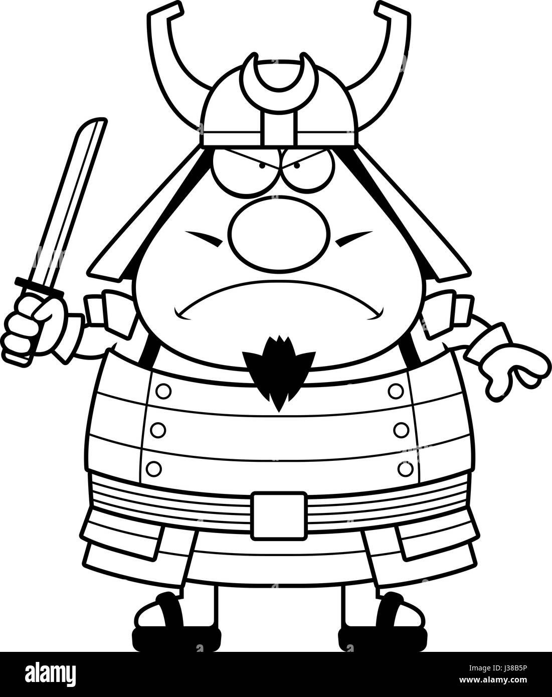 A cartoon illustration of a samurai looking angry Stock Vector Image ...