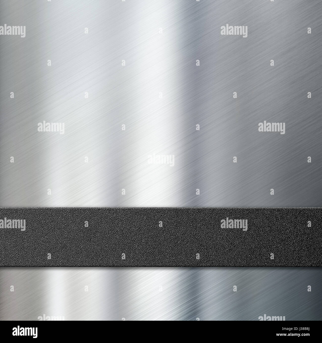 black plastic stripe over metal background 3d illustration Stock Photo