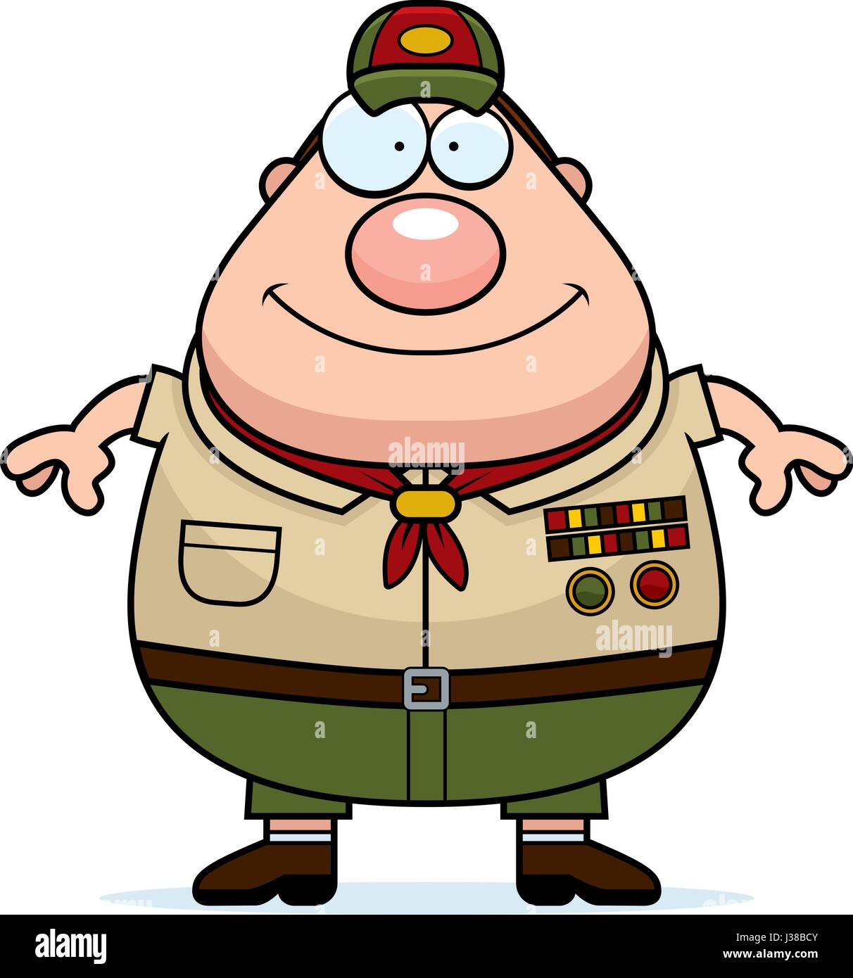 A cartoon illustration of a scoutmaster looking happy. Stock Vector