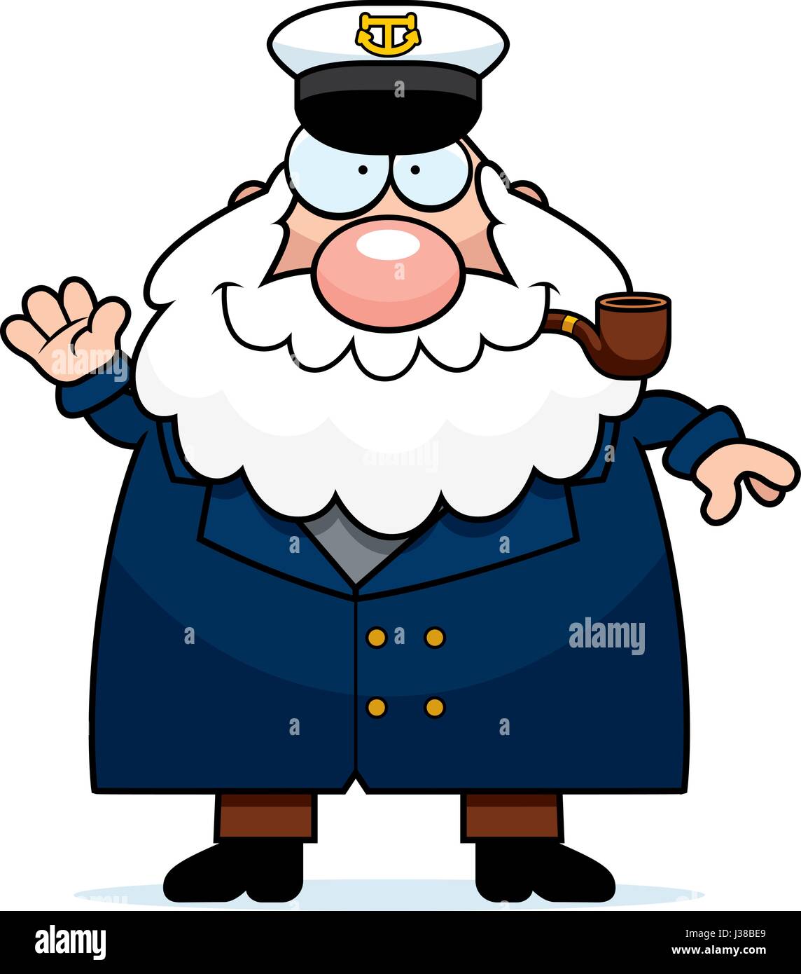 A cartoon illustration of a sea captain waving Stock Vector Image & Art