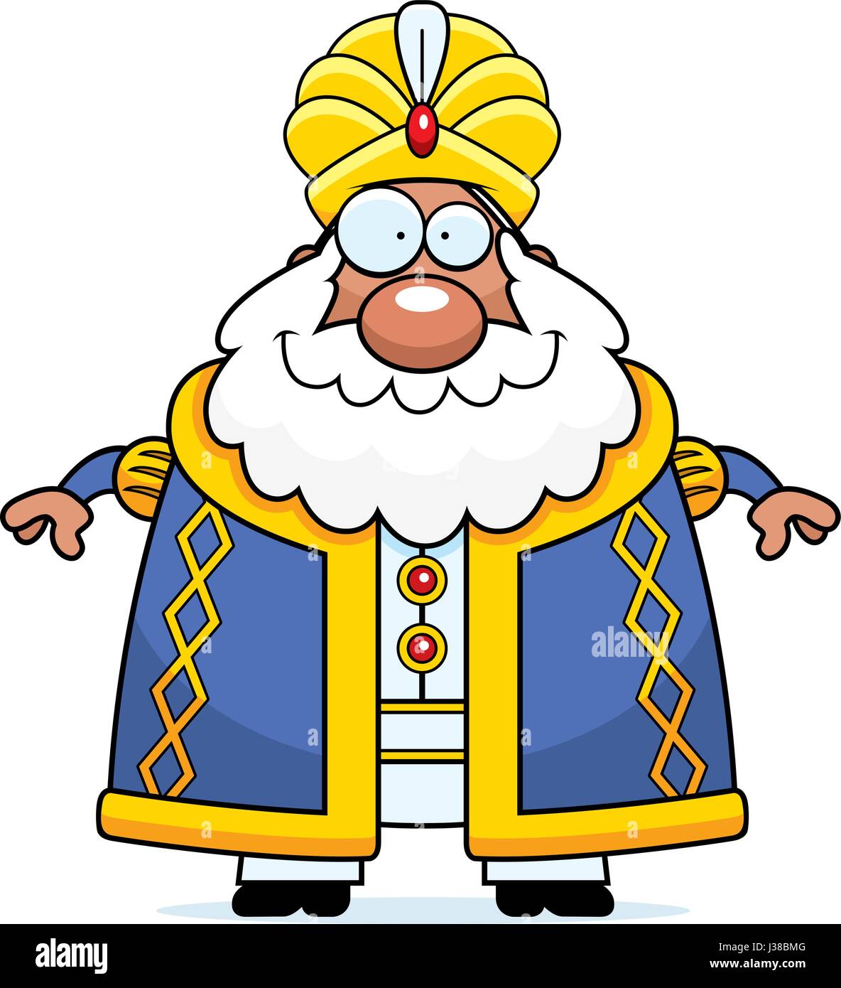 A cartoon illustration of a sultan looking happy Stock Vector