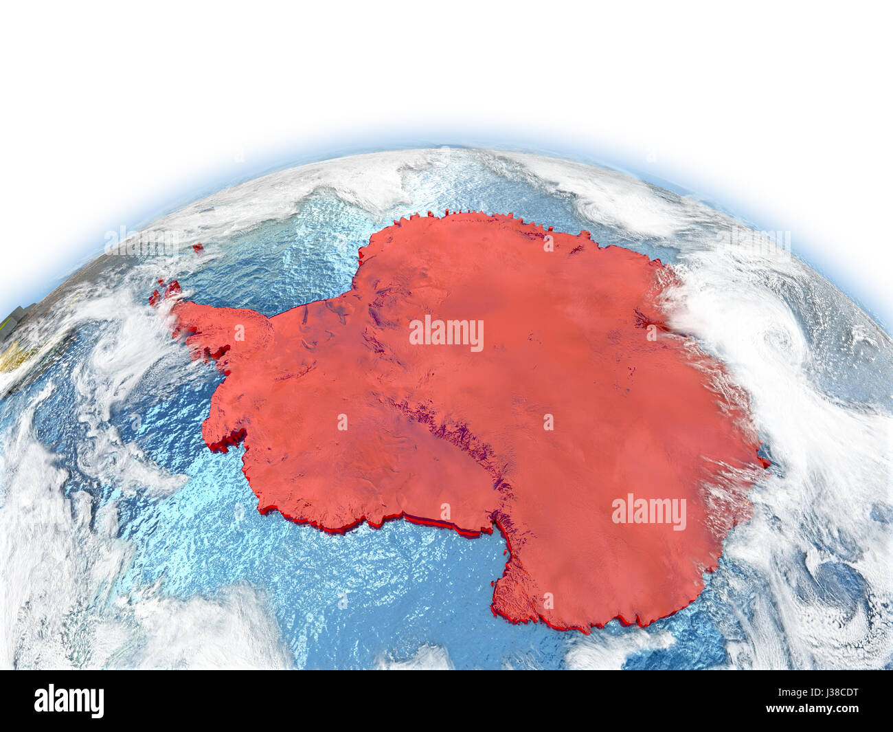 Country of Antarctica on model of Earth. 3D illustration. Elements of this image furnished by NASA. Stock Photo