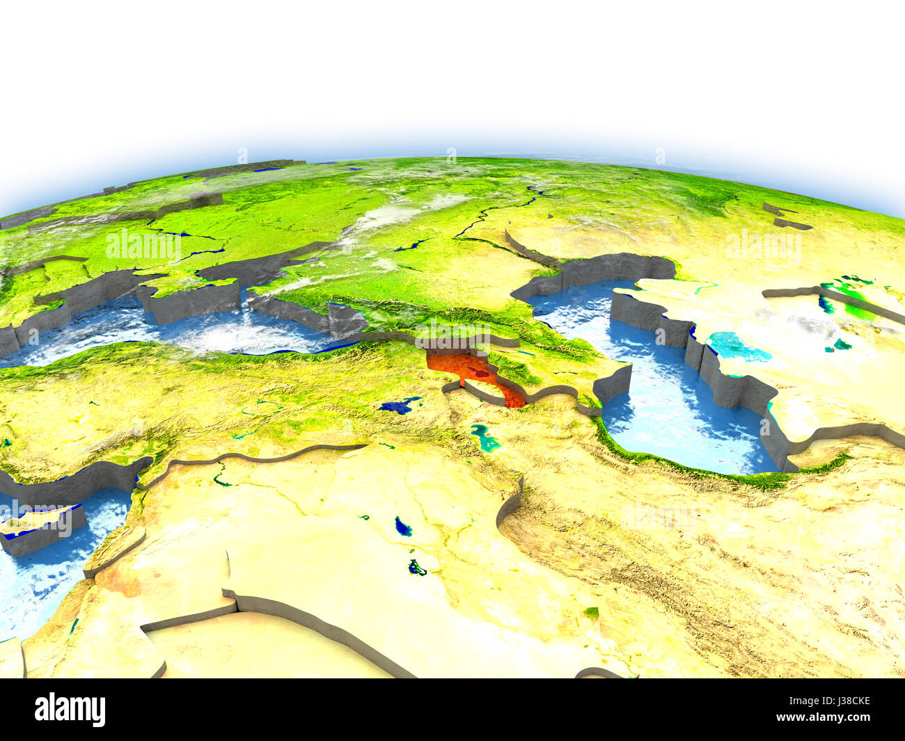 Country of Armenia on model of Earth. 3D illustration. Elements of this ...