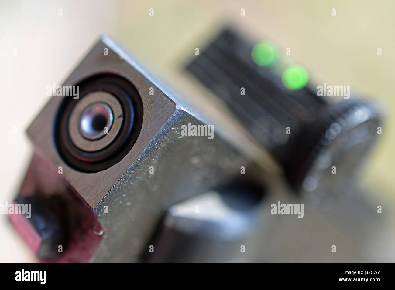 Close up of opened air gun. Pellet has inserted to chamber. Stock Photo