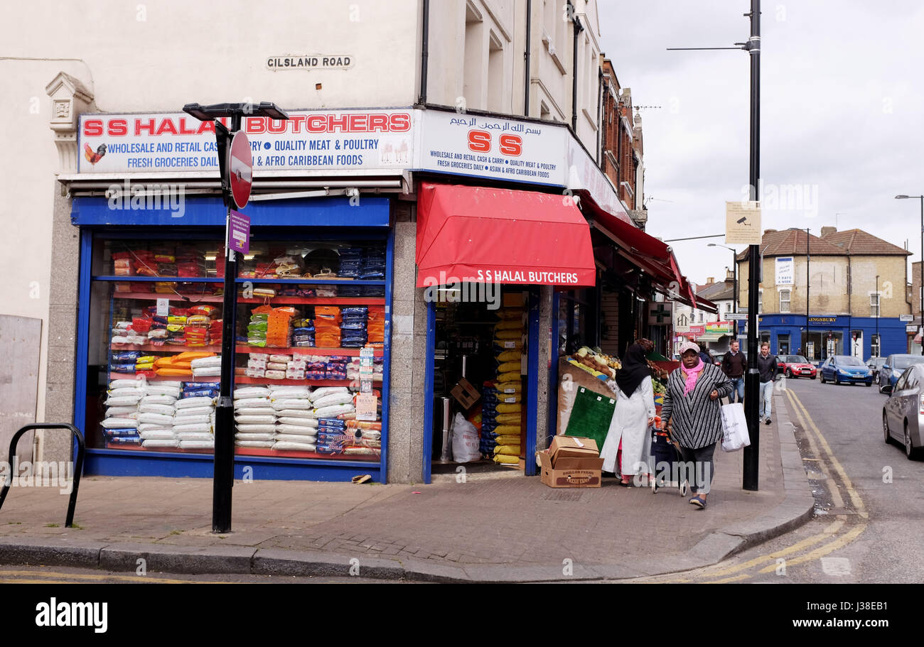 SS Halal Butchers shop in Thornton Heath and Crystal Palace in Borough of Croydon South London UK Stock Photo