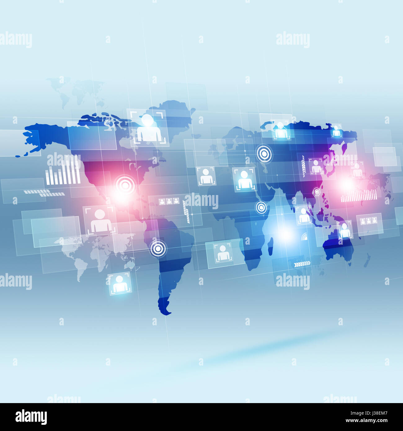 technology global connections interface concept business blue background Stock Photo