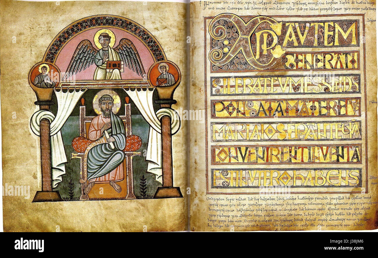 Illuminated manuscript anglo saxon hi-res stock photography