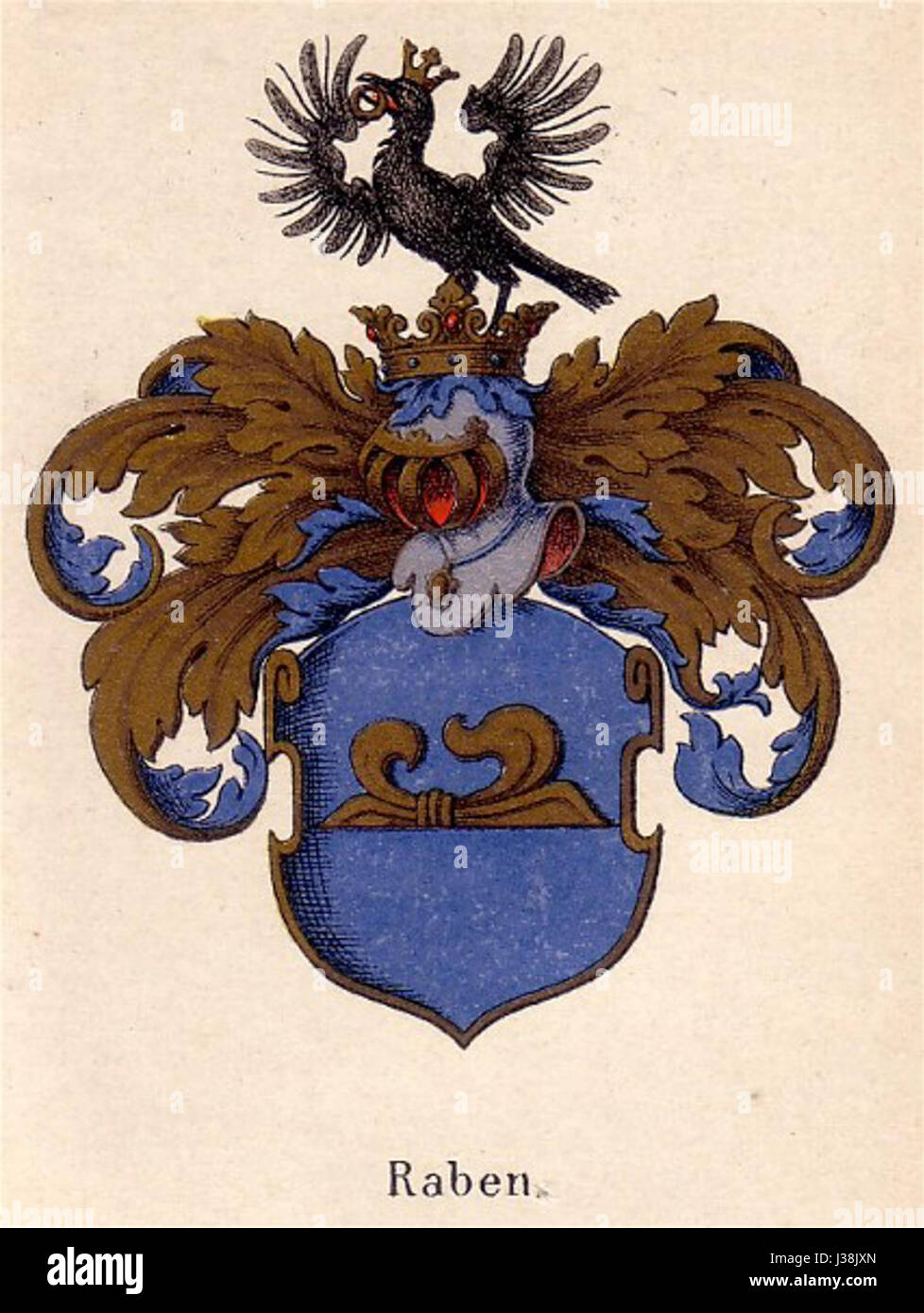 The Coat of Arms of the Raben family features heraldic symbols ...