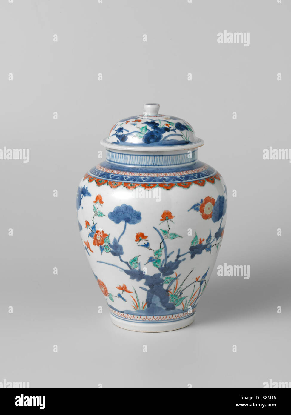 French Lidded Garniture Vase in the Kakiemon Style French Lidded Garniture Vase in the Kakiemon Style
