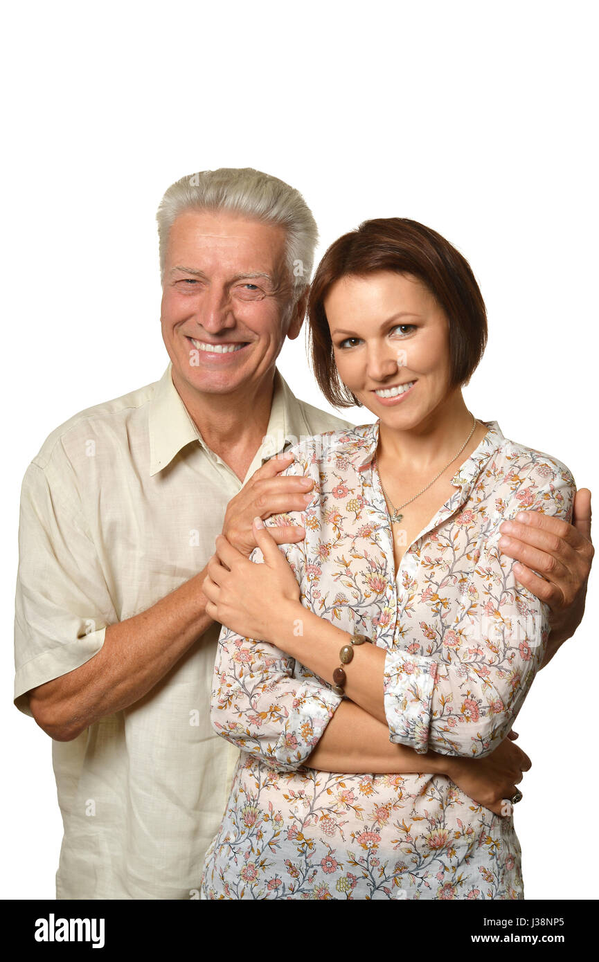 Elderly father with an adult daughter Stock Photo