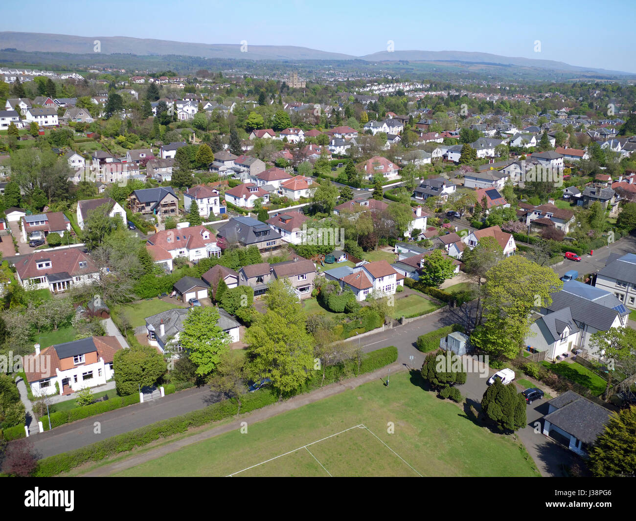 Aerial drone photograph of Bearsden East Dunbartonshire Stock Photo Alamy