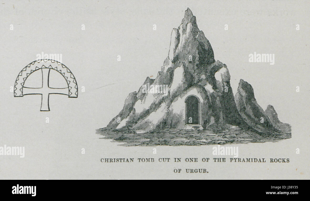 Pyramidal Rocks This photograph shows a Christian tomb carved into the pyramidal rocks ...