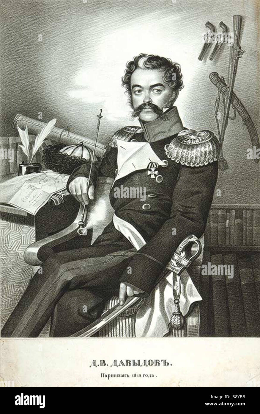 Denis Davydov by K.Gampeln (1820s) Stock Photo