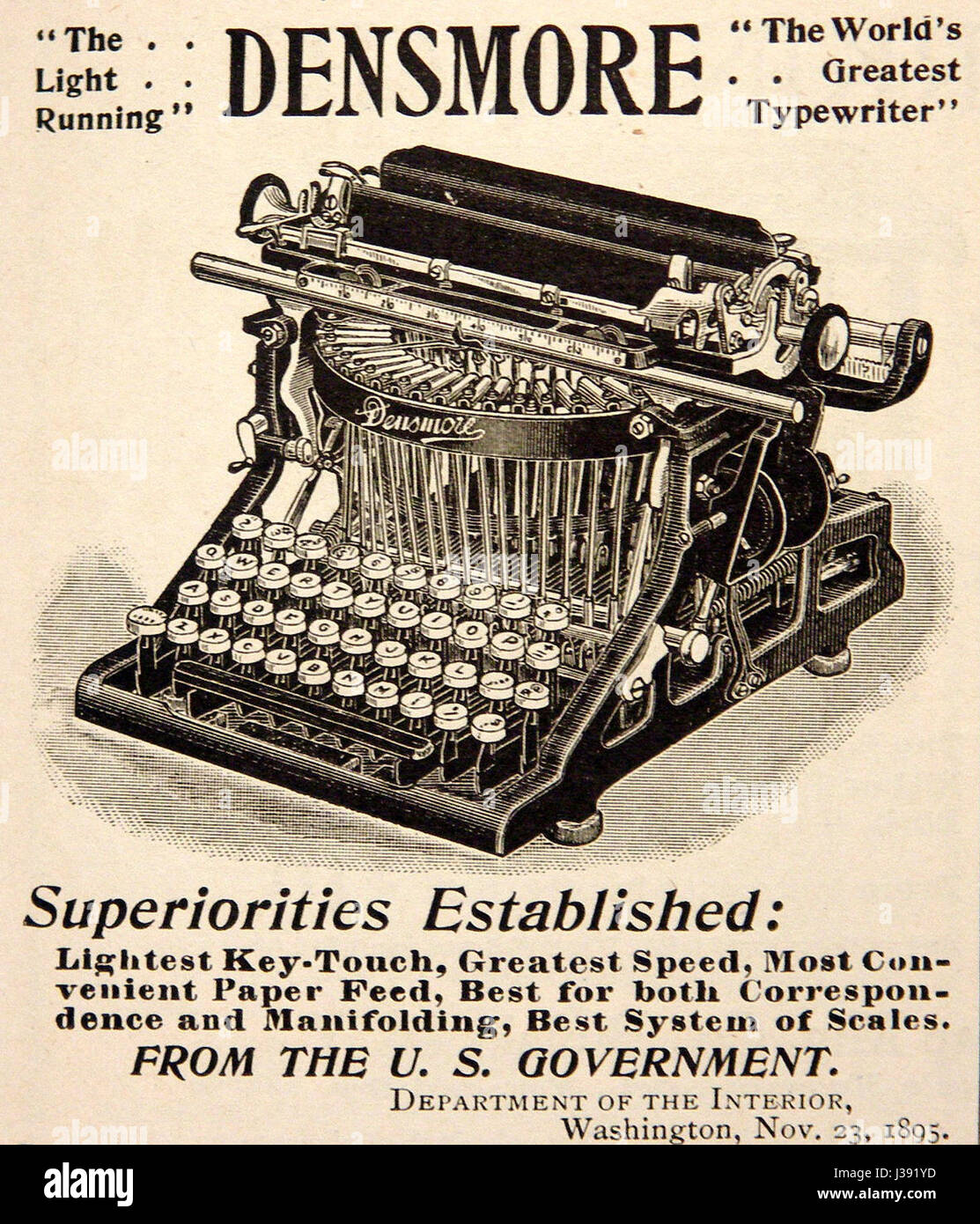 Type Writing Machine History The Densmore typewriter was an early writing machine produced in the ...