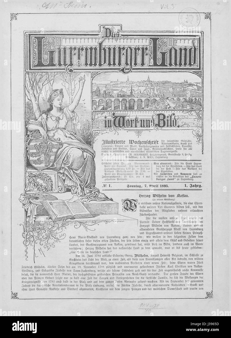 Das Luxemburger Land in Wort und Bild Front page 1st edition 1895 04 07 Stock Photo