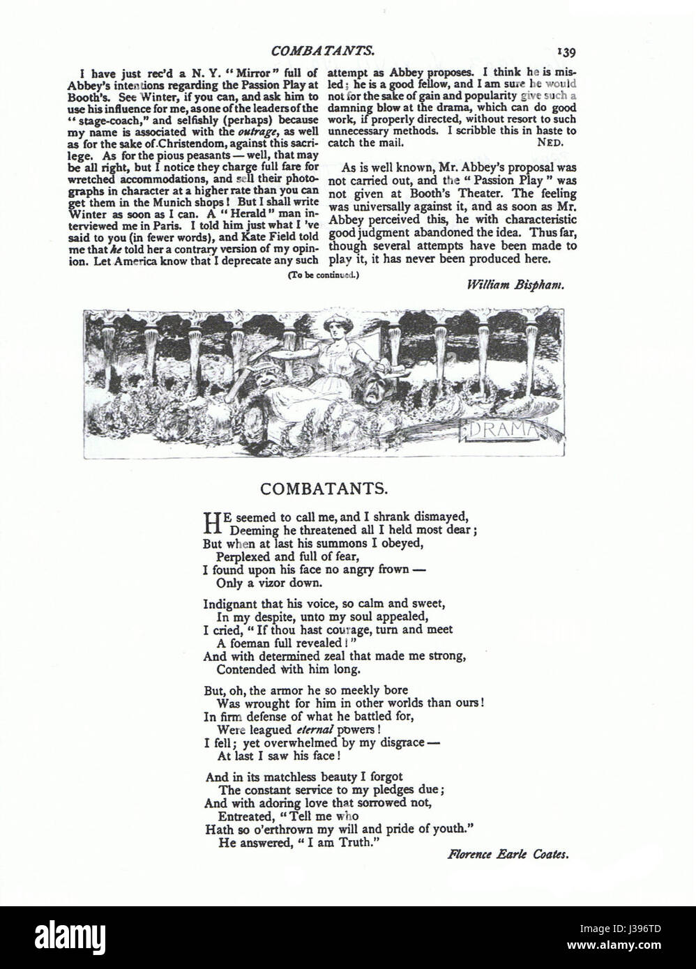 Combatants by Florence Earle Coates, The Century Magazine, November 1893 Stock Photo