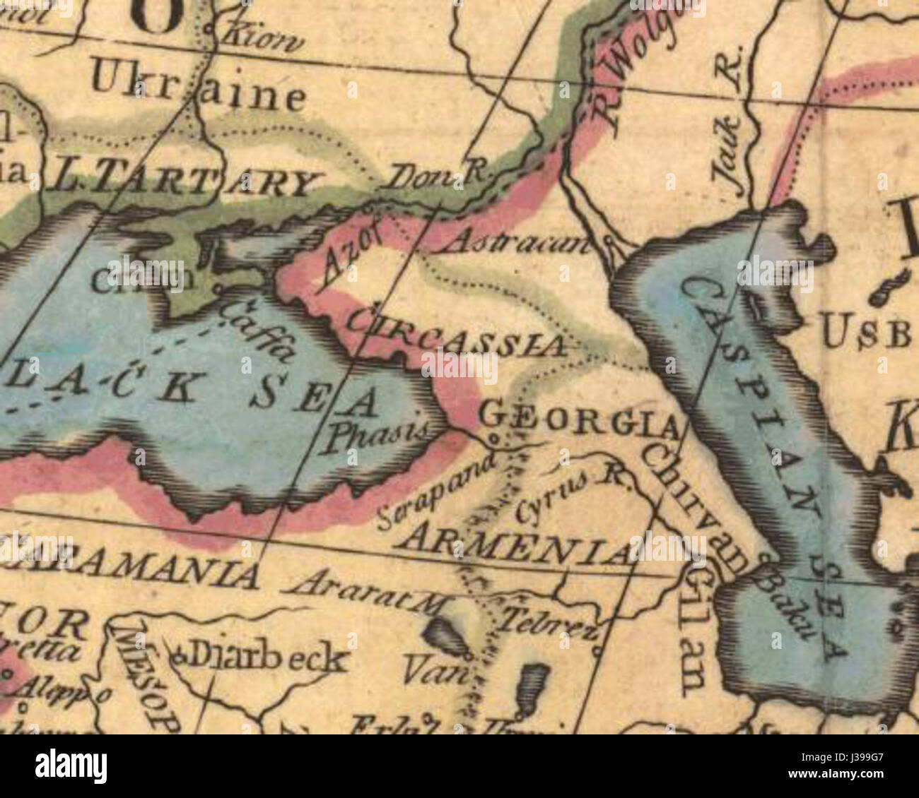 Circassia was a historical region located in the Caucasus, inhabited by the Circassian people. Known for its mountainous landscapes, rich cultural traditions, and complex history with the Russian Empire. Stock Photo