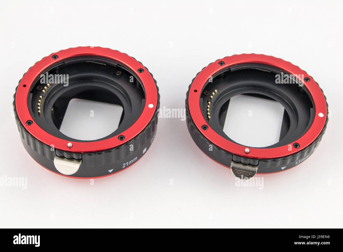 Set of macro rings for SLR cameras on a white background Stock Photo ...