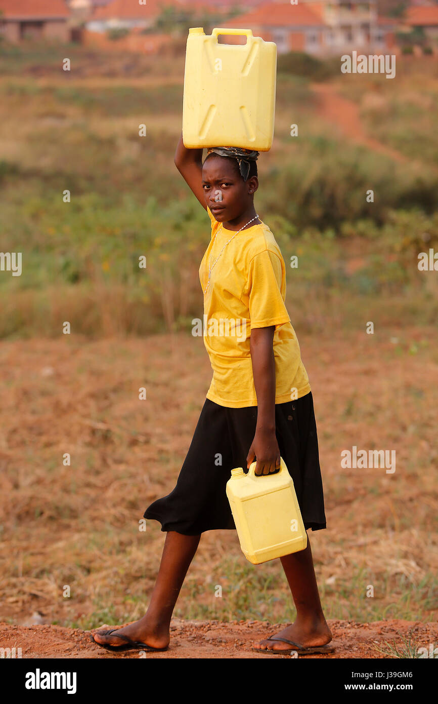 Fetching water in masindi, uganda. Stock Photo
