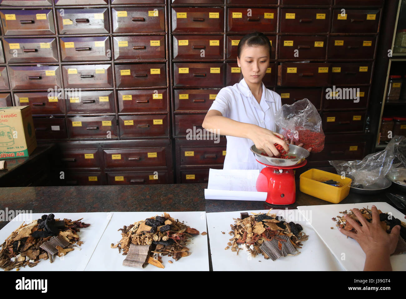 Traditional chinese medicine pharmacy. herbal medicine therapy Stock