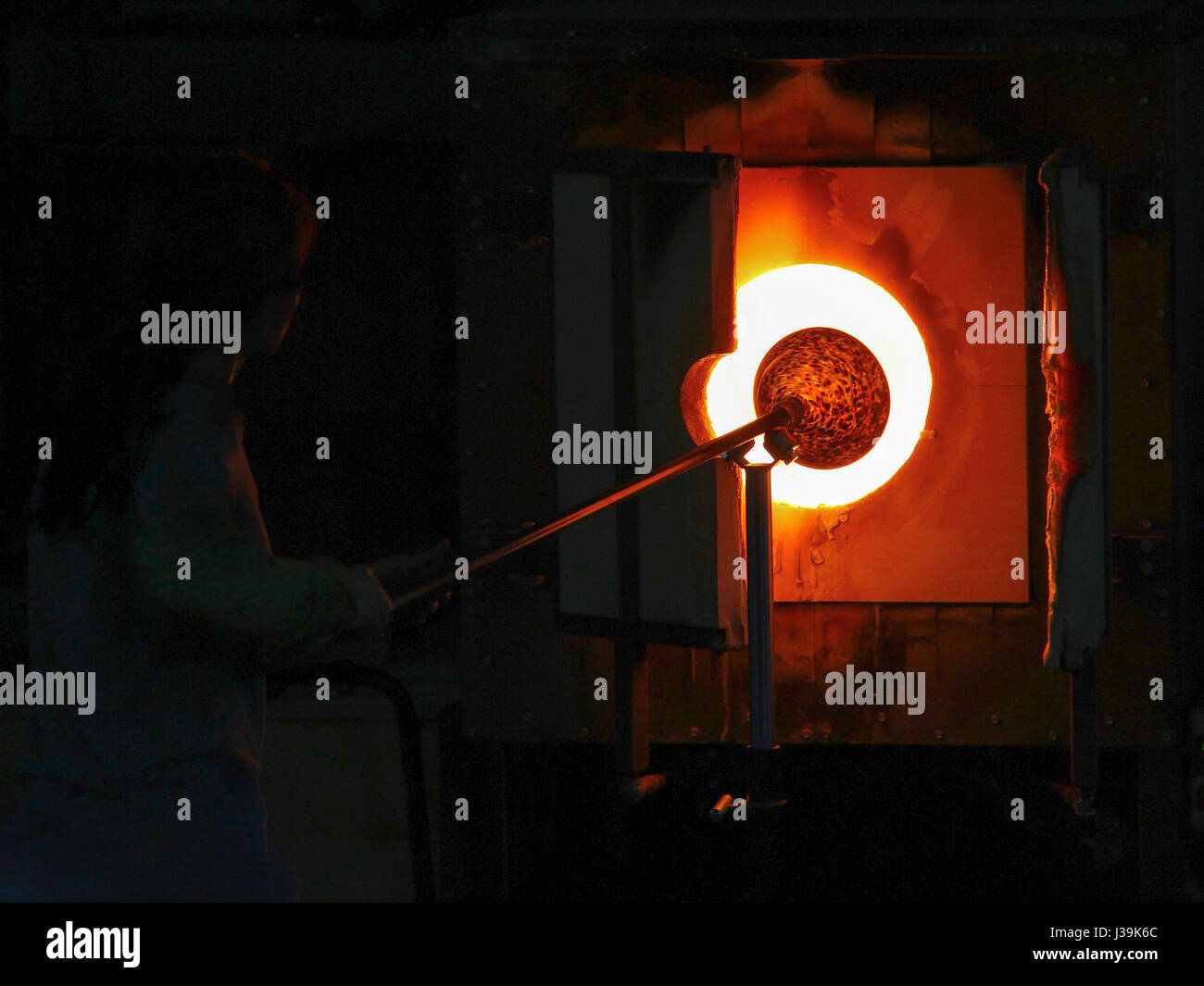 Glass blowing process Stock Photo Alamy