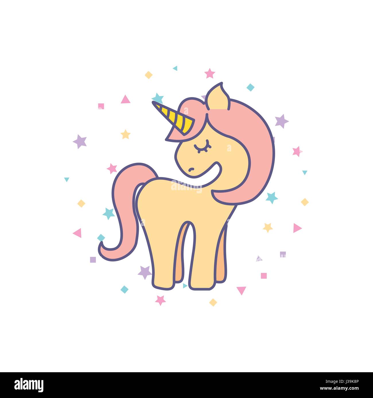 Drawing Cute Unicorn Icon Stock Vector Image Art Alamy