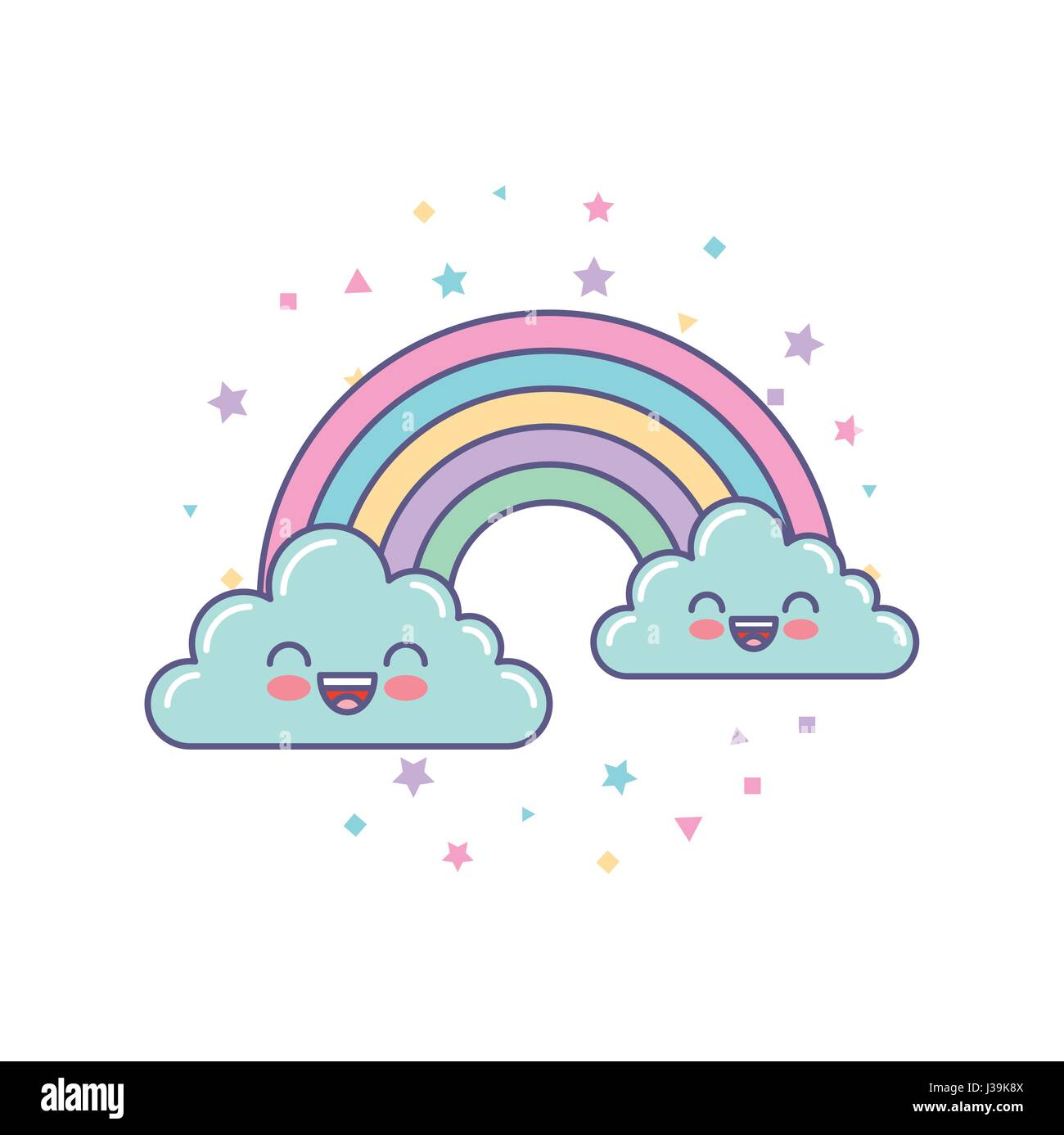cute clouds and rainbow drawing Stock Vector Image & Art - Alamy