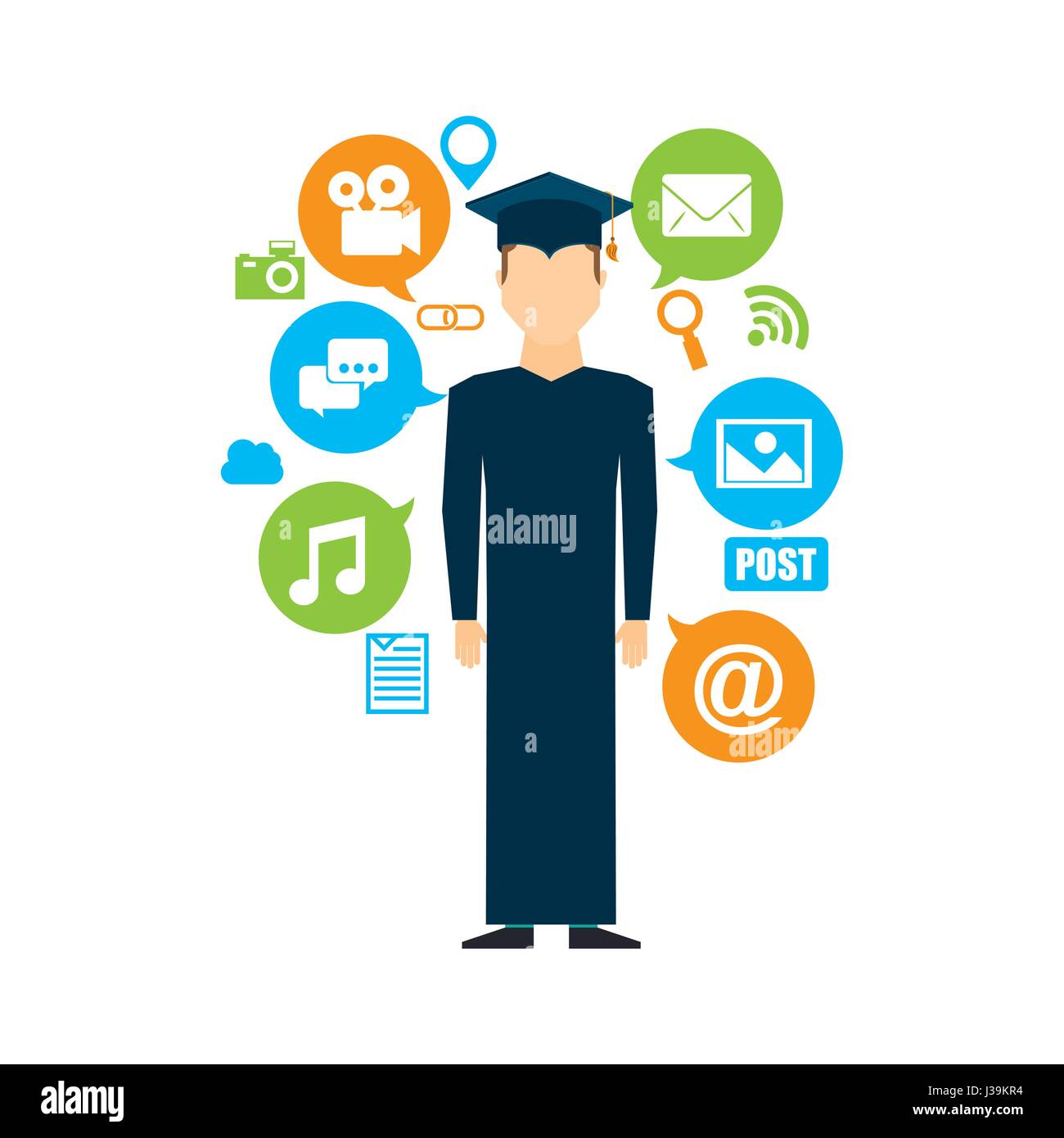education set flat icons Stock Vector Image & Art - Alamy