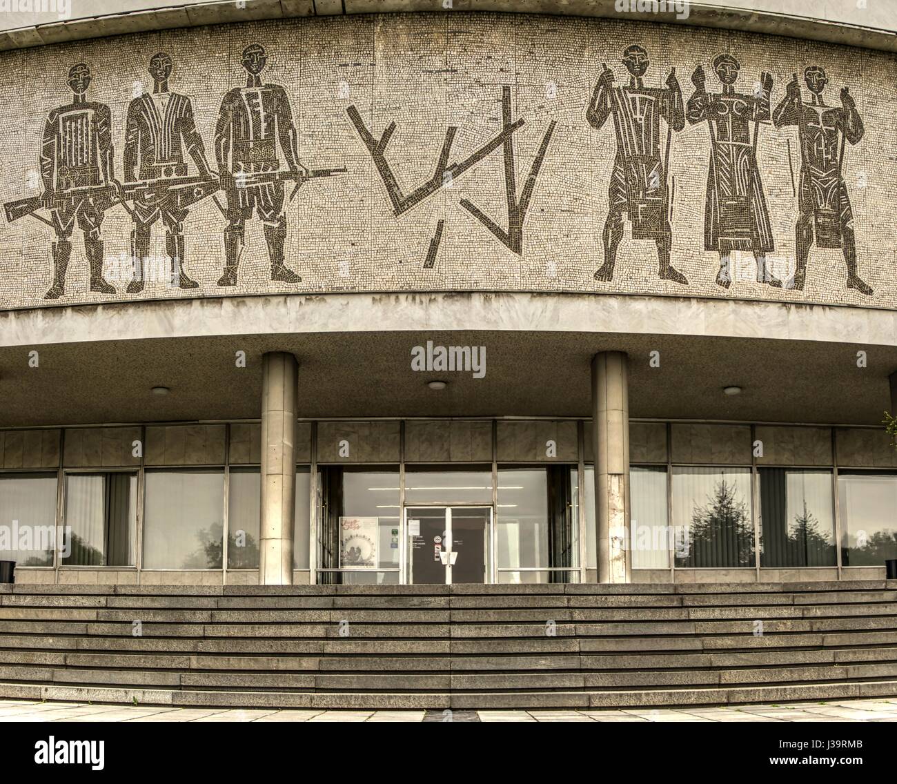 Belgrade, Serbia - Mosaic above the entrance to the Museum of Yugoslav History - MUZEJ JUGOSLAVIJE Stock Photo