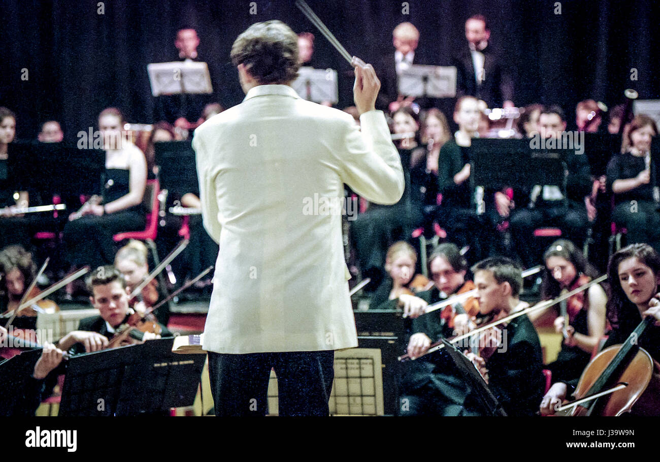 An orchestra conductor at work Stock Photo Alamy
