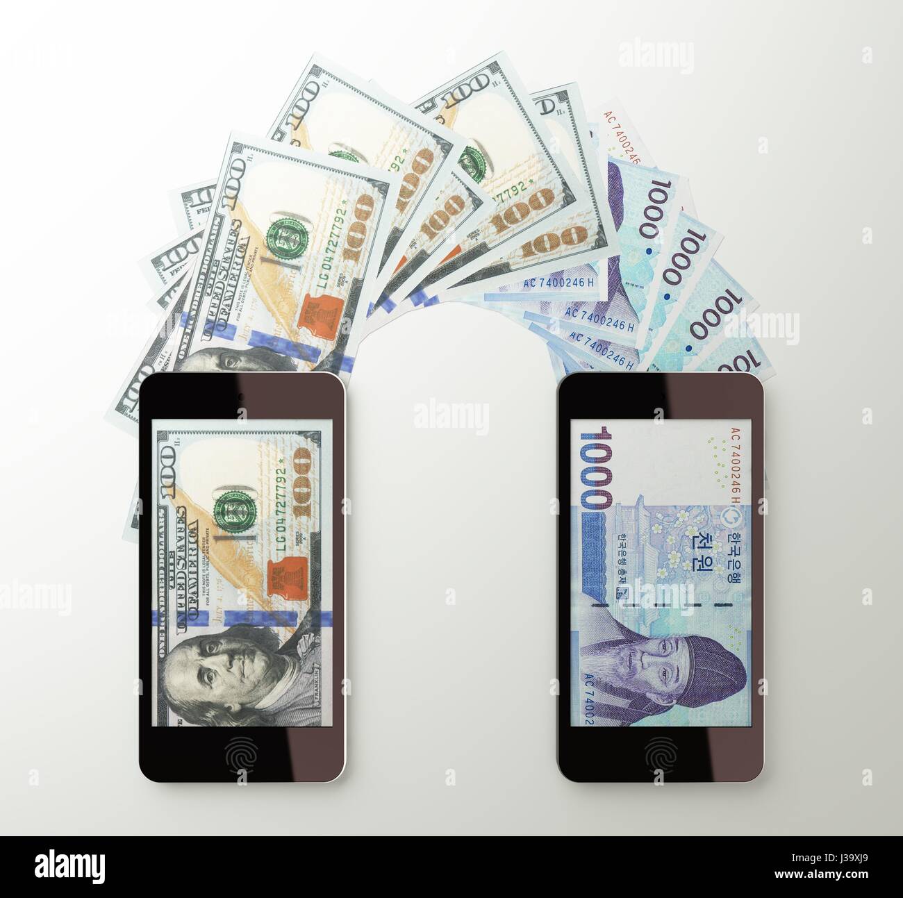 International mobile money transfer with smart phone. American dollar