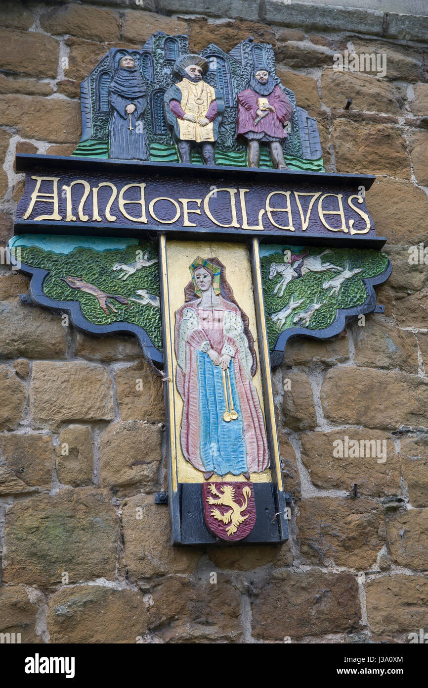 Anne of Cleves pub Wall sign in Melton Mowbray Stock Photo