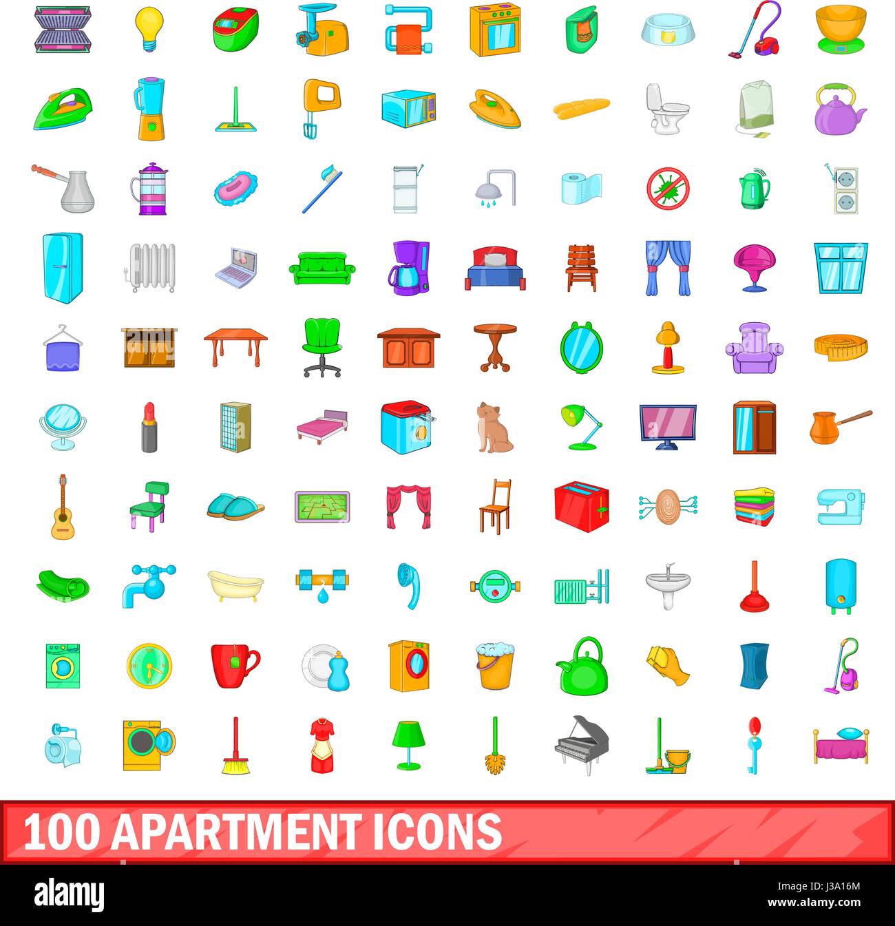 100 apartment icons set, cartoon style Stock Vector Image & Art - Alamy