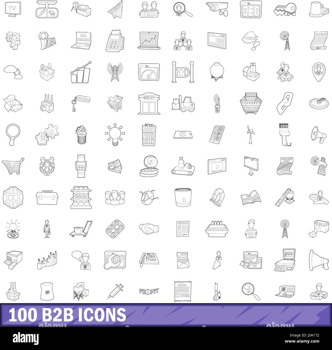 100 b2b icons set, outline style Stock Vector Image & Art - Alamy