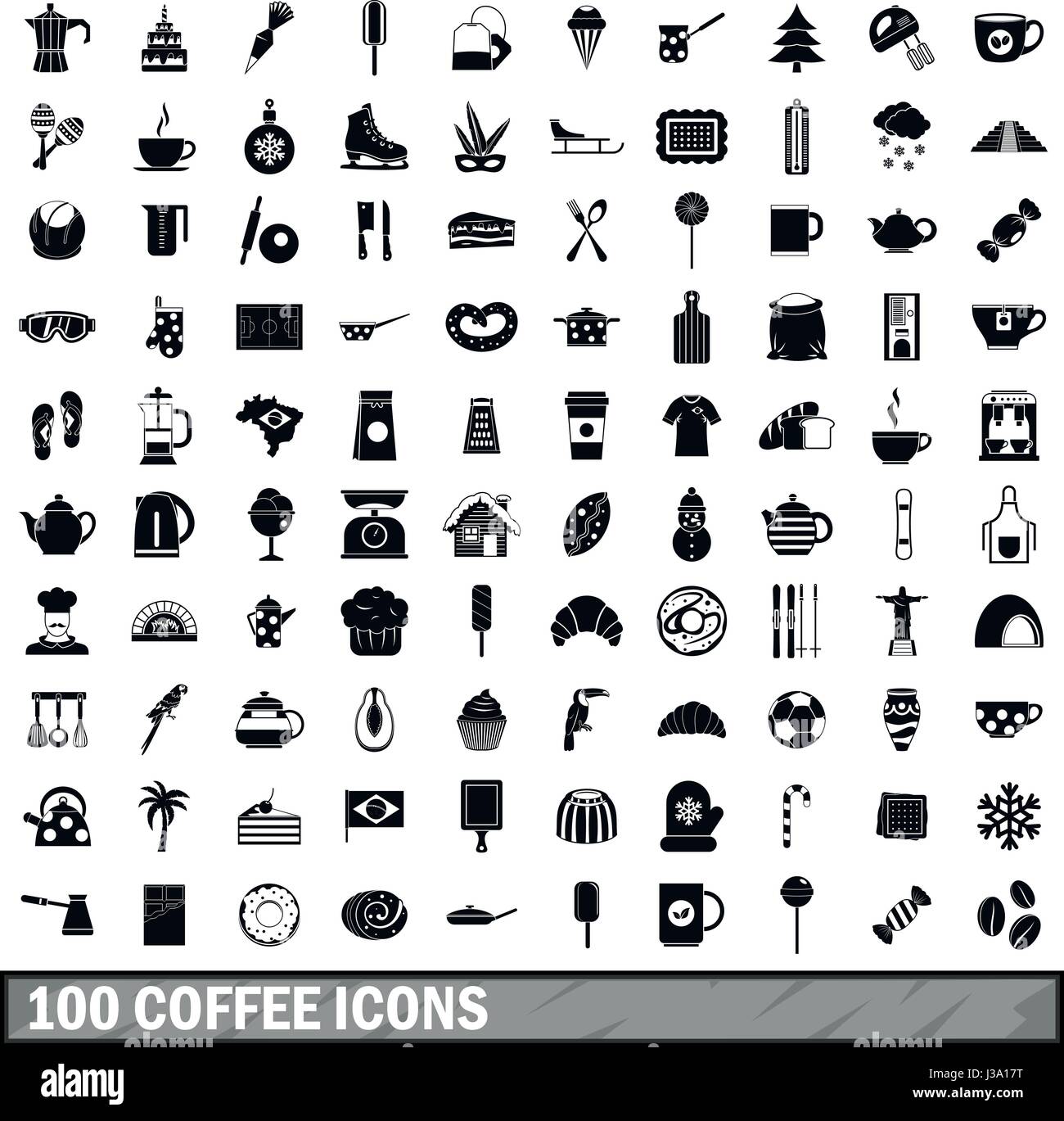 100 coffee icons set, simple style Stock Vector Image & Art Alamy