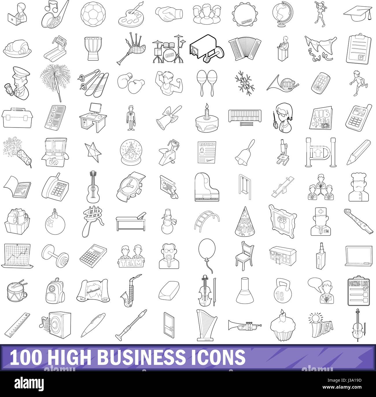 100 high school icons set, outline style Stock Vector Image & Art - Alamy