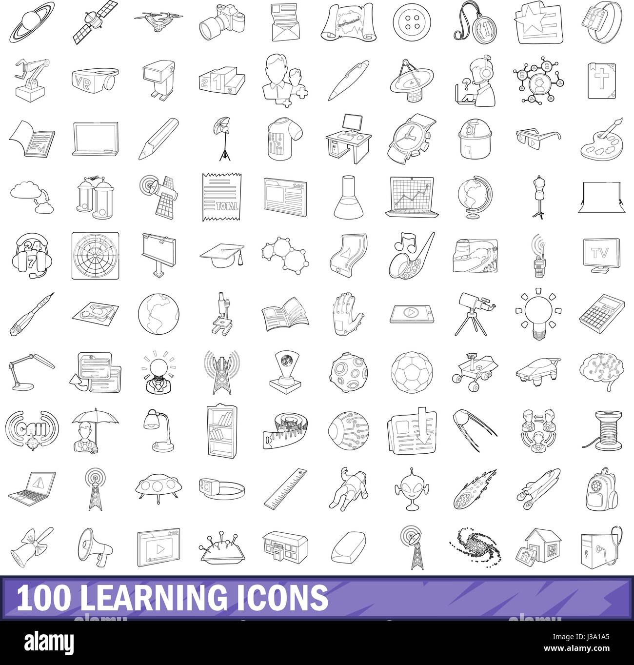 100 learning icons set, outline style Stock Vector Image & Art - Alamy